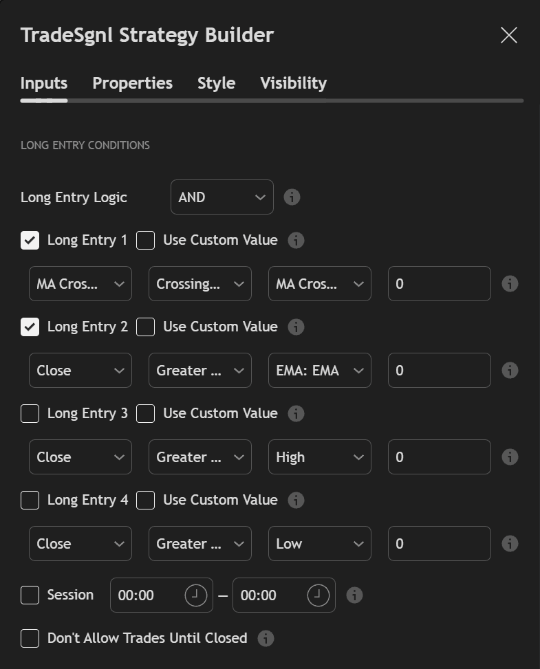 Strategy Builder Entry